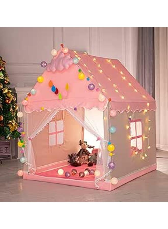 Kids Princess Castle Playhouse Tent – Foldable Indoor & Outdoor Play Tent (Pink) - Image 1